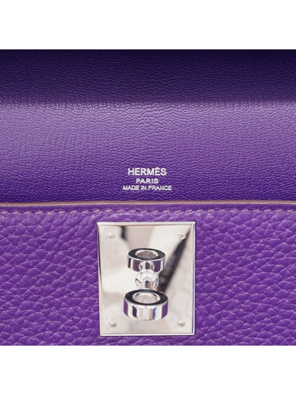 Hermes Shoulder Bag Gipsiere 28 Taurillon Clemence Ultra Violet Silver - Picture 5 of 7